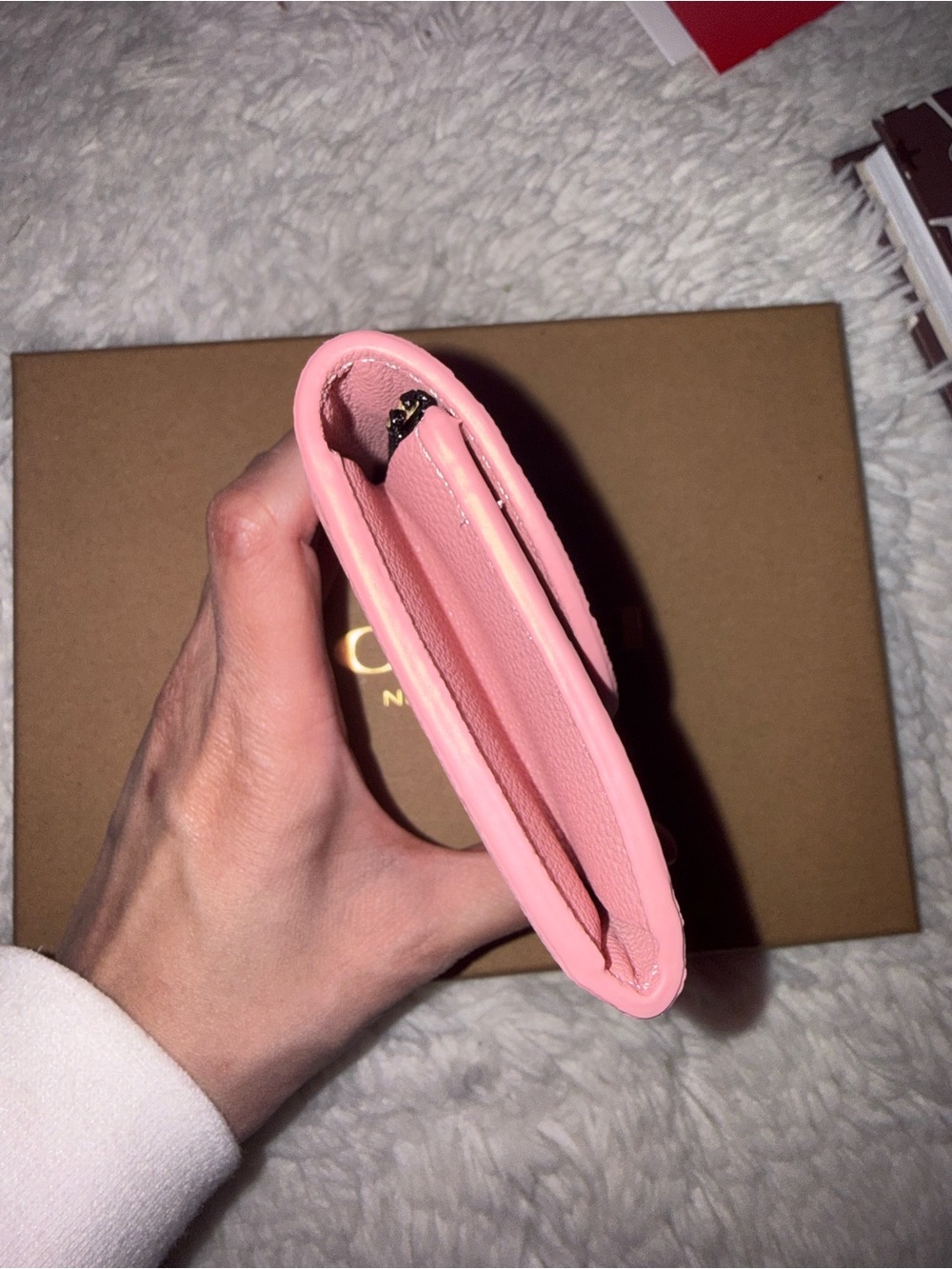 Pink Embossed Monogram Compact Wallet - Picture 4 of 4